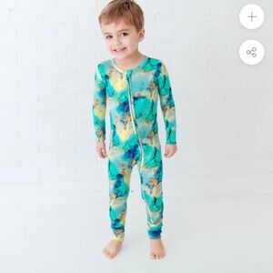 Kids Bamboo Dreamiere Marbleous Convertible Footie Pajamas 12-18 Months Mint